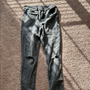 Express Stylish Distressed Gray Jeans